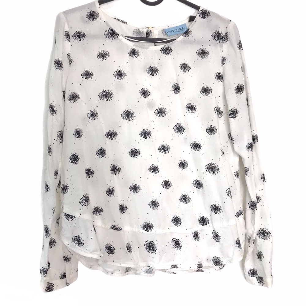 CYNTHIA ROWLEY Blouse Starburst Pattern SMALL